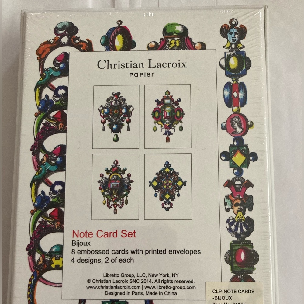 NWT Christian Lacroix Papier Bijoux Embossed 8 Card Set
